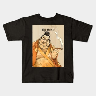 Puff Sumo: Roll With It and Chill on a dark background Kids T-Shirt